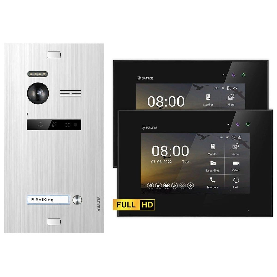 Nonic Balter EVO HD Silber/Schwarz Video Türsprechanlage Set für 1 Familienhaus (1x Türstation mit F
