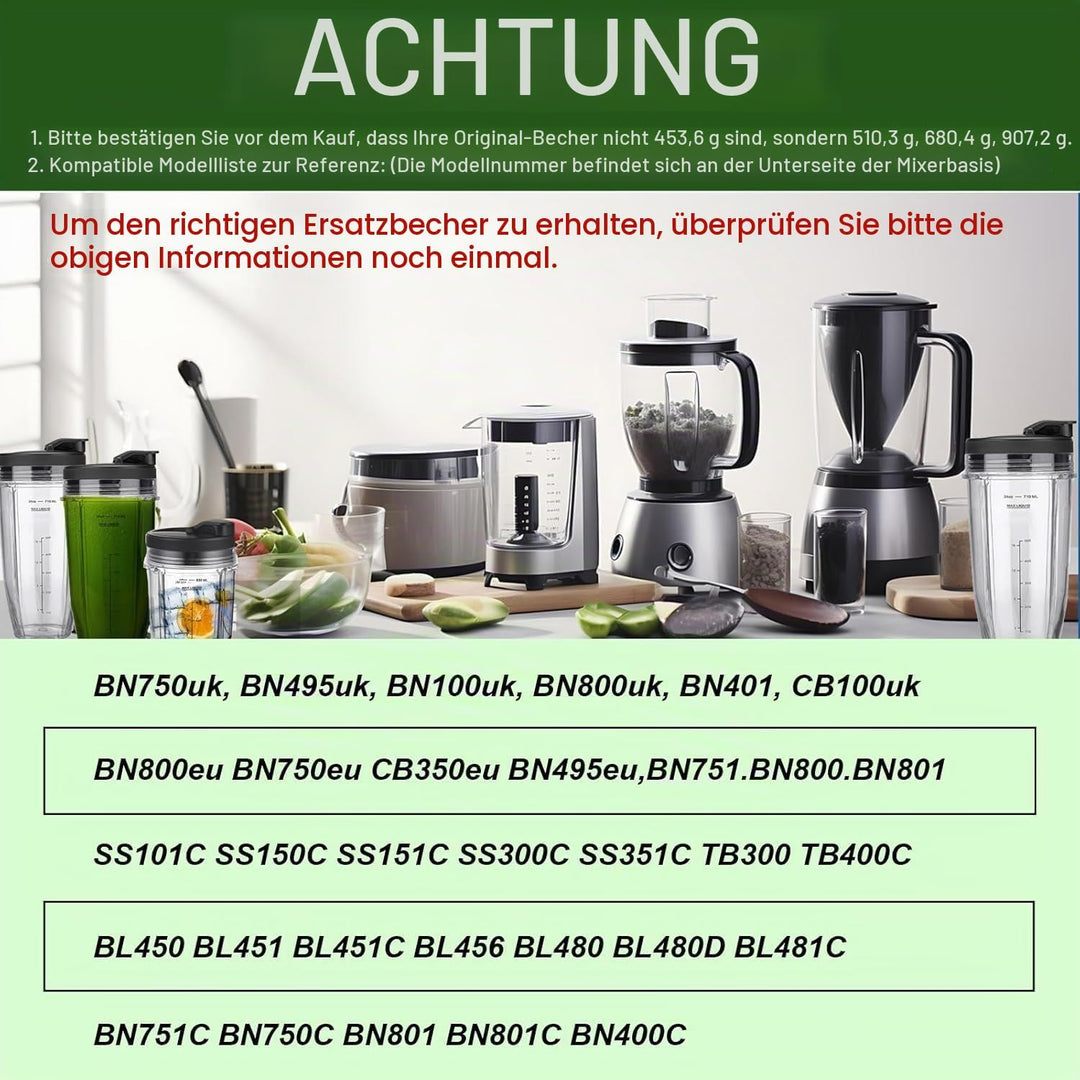Mixer Becher Ersatzteile für Ninja Auto-iQ Mixer CB350EU, BN800EU, BN750EU, BN495EU, CB100EU, TB301E