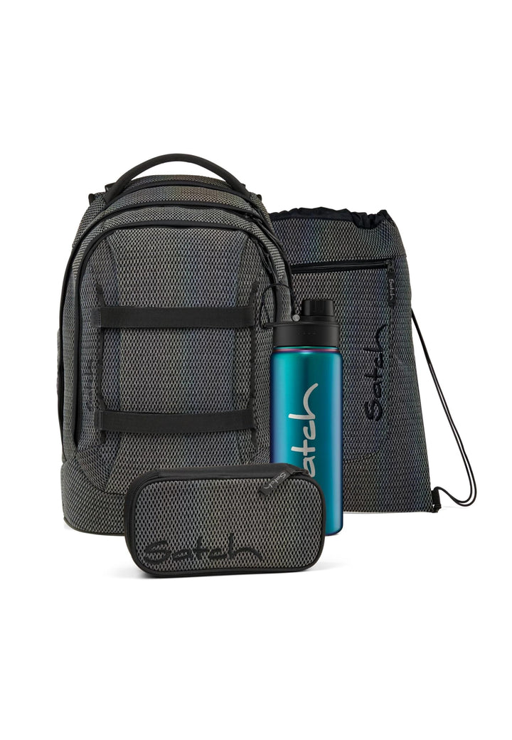 Satch Pack Set Set 4 teilig ab 5. Klasse ergonomisch 30L Stauraum mit Schlamperbox Trinkflasche Spor