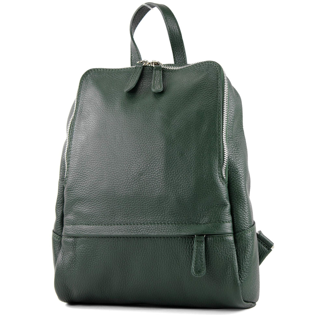 modamoda de - T138 - ital Damen Rucksacktasche aus Leder Flaschengrün, Flaschengrün