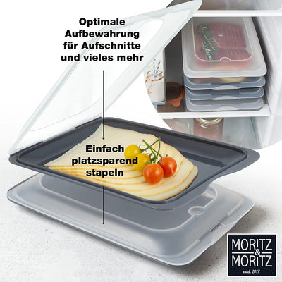 Moritz & Moritz Aufschnittdosen 8er Set Aufschnittbox stapelbar - Frischhaltedosen mit Deckel zur Au