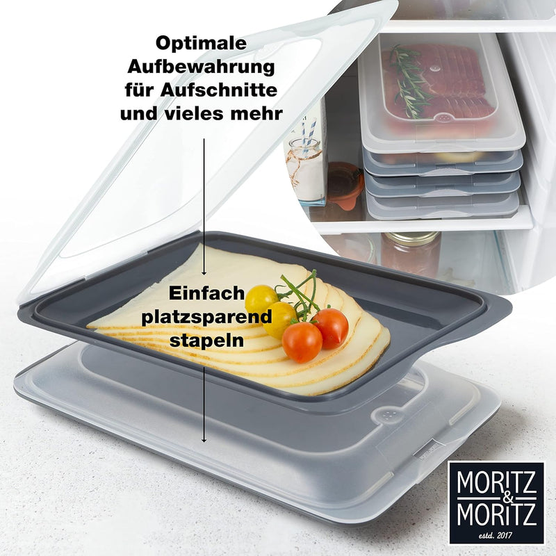 Moritz & Moritz Aufschnittdosen 8er Set Aufschnittbox stapelbar - Frischhaltedosen mit Deckel zur Au