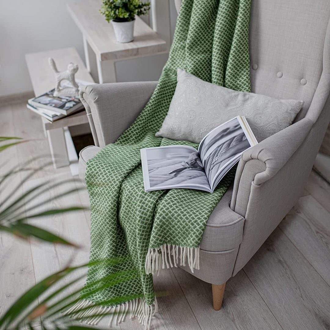 Linen & Cotton Warme Weiche Decke Wolldecke Wohndecke Kuscheldecke Sofia mit Fransen -100% Reine Neu