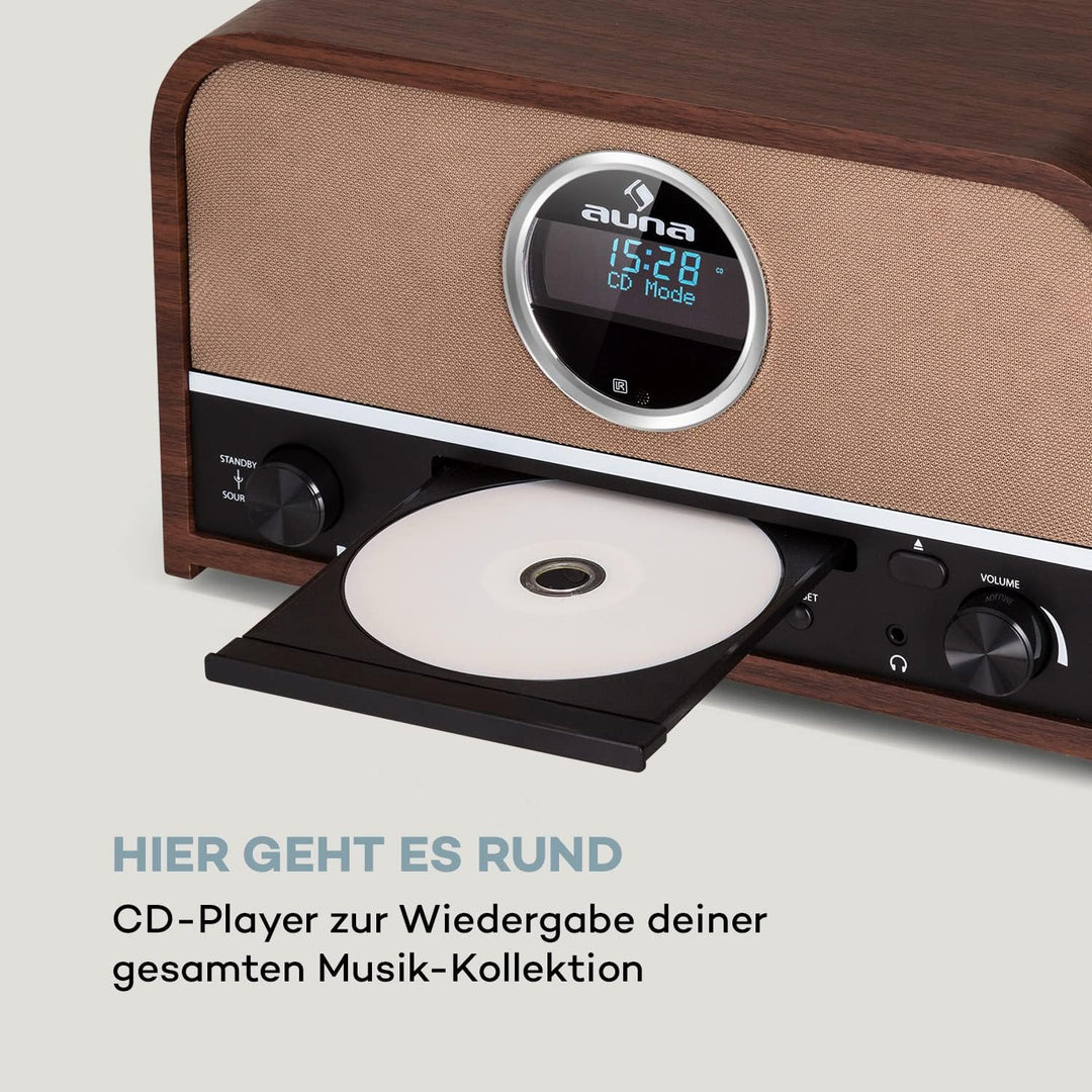 Auna Tragbarer DAB-Radio-CD-Player für Zuhause, FM/DAB/DAB+ Radio mit Bluetooth + AUX, Stereoanlage,