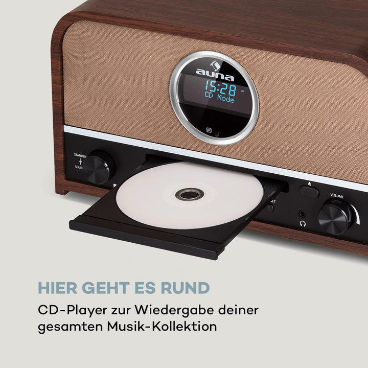 Auna Tragbarer DAB-Radio-CD-Player für Zuhause, FM/DAB/DAB+ Radio mit Bluetooth + AUX, Stereoanlage,