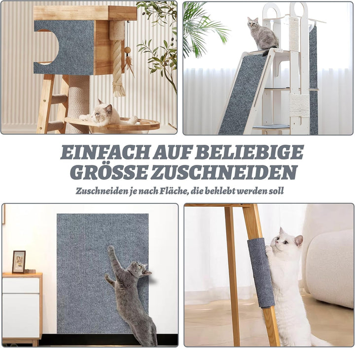 Kratzmatte für Katzen, 40x200 cm, Selbstklebende Kratzmatte aus Polyester, Wiederverwendbar, Ideal z