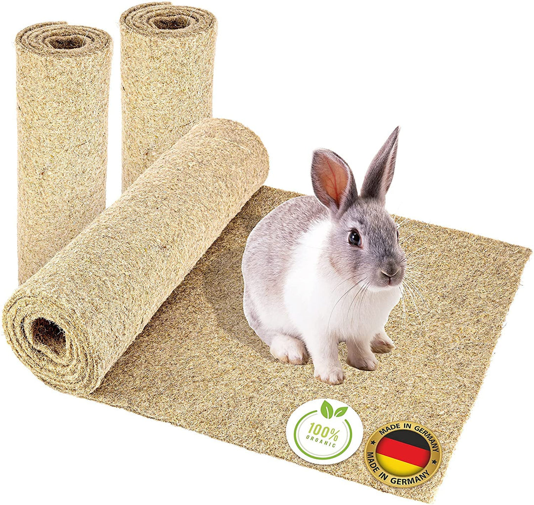 Nagerteppich aus 100% Hanf, 50 x 70cm, 5mm dick, Hanfteppich für alle Kleintiere, Hanfmatte Nagermat