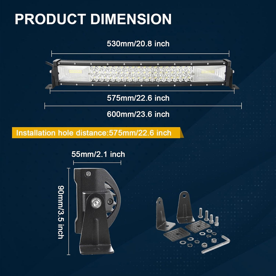 SKYWORLD Gebogen LED Arbeitsscheinwerfer Bar, 22 Zoll 55.8cm 270W Scheinwerfer Flutlicht Combo Offro