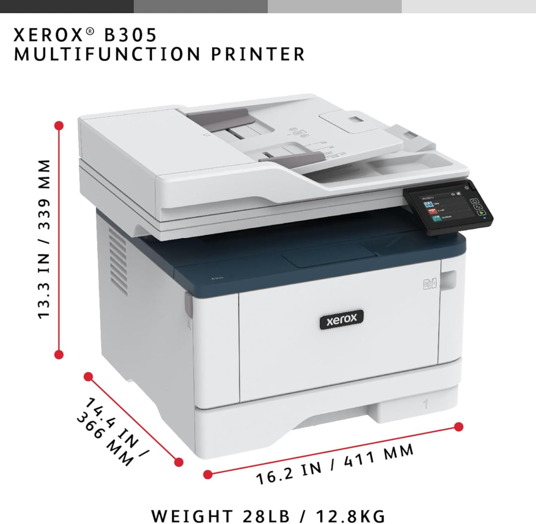 Xerox B305 S/W-Laserdrucker Scanner Kopierer USB LAN WLAN, weiss / blau