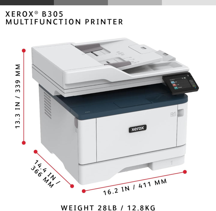 Xerox B305 S/W-Laserdrucker Scanner Kopierer USB LAN WLAN, weiss / blau