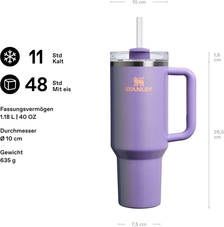 Stanley 1913 Quencher H2.0 Flowstate Trinkflasche Mit Strohhalm - Thermobecher Kühlt 11 Stunden - 48
