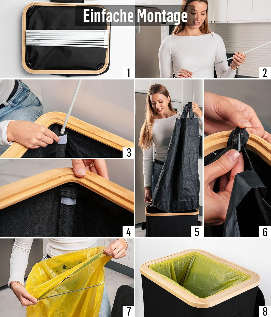 Deco haus® Gelber Sack Ständer 90L [Extra Tragetasche] - Gelber Sack Mülleimer - Stabiler Müllsackst