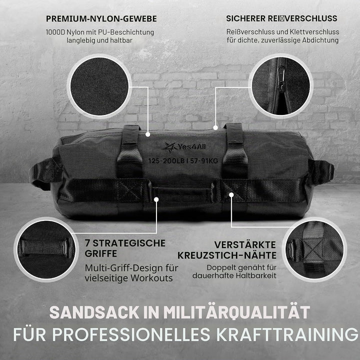 Yes4All 20kg/30kg/50kg/80kg Weight Bag - Sandbags Gym - Core Training Power Bag for Crossfit/Running