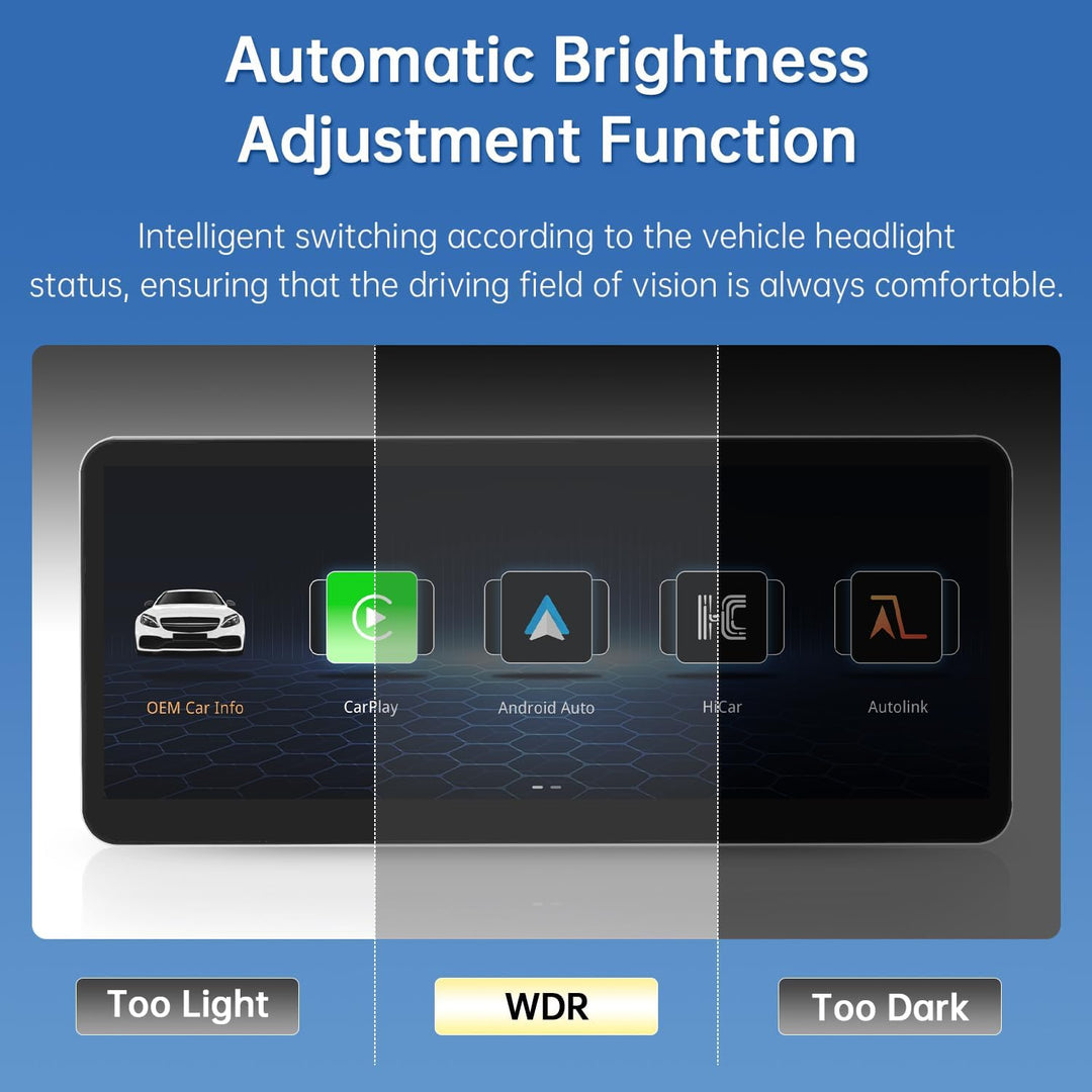 Road Top CarPlay Bildschirm, 12,3 Zoll Ultra-schmal Autoradio Stereo Touchscreen für Mercedes Benz C