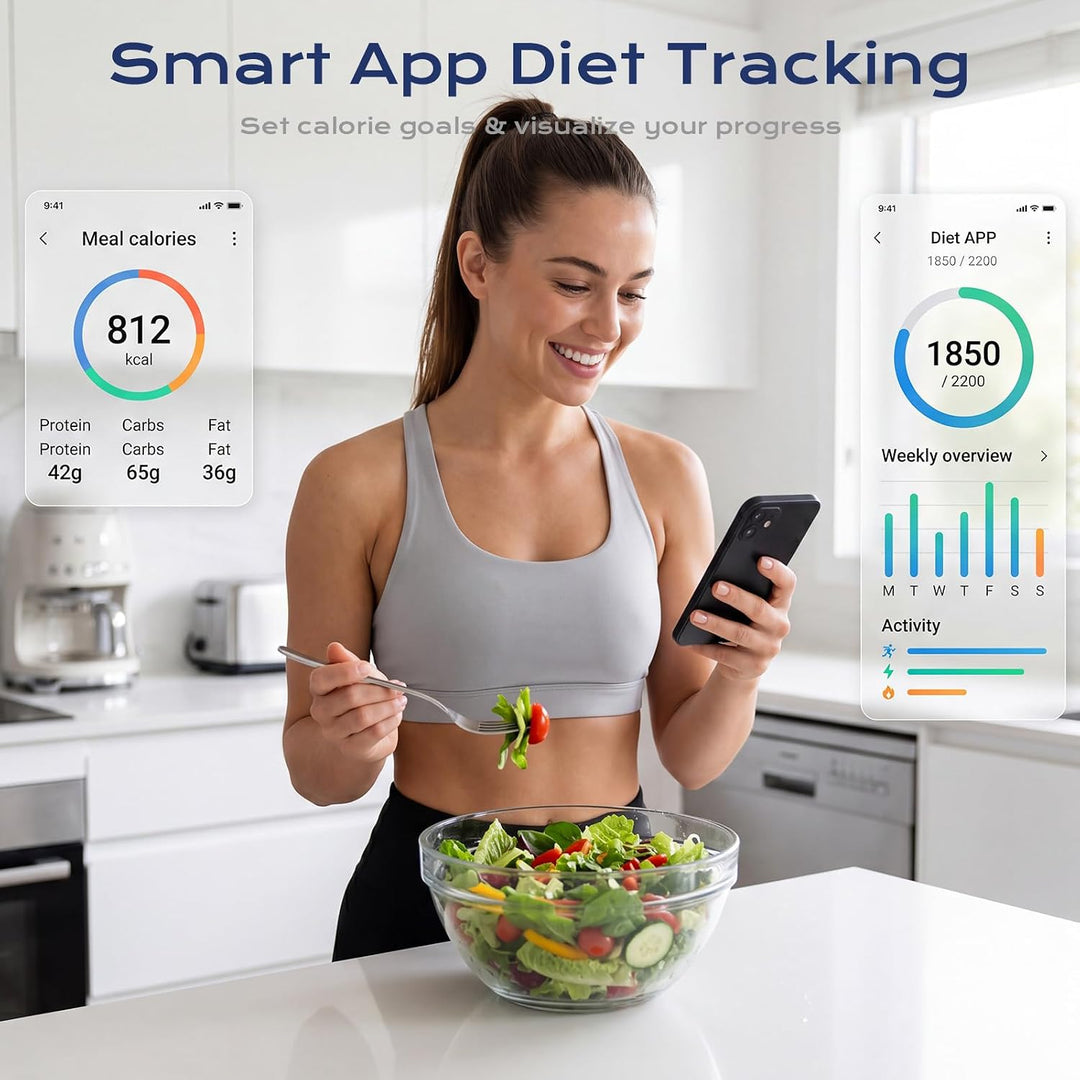 OBEST Digital Bluetooth Küchenwaage mit 30 Nährwertberechnung 10kg/1g | Smart Küchenwaage mit Kalori