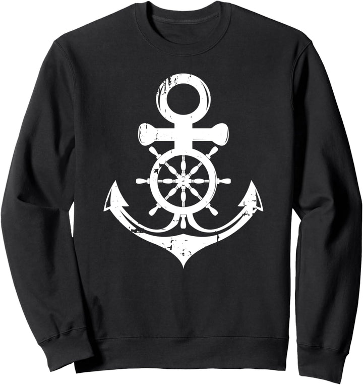 Anker mit Schiff Steuerrad Nautisch, Vintage, Segler Sweatshirt