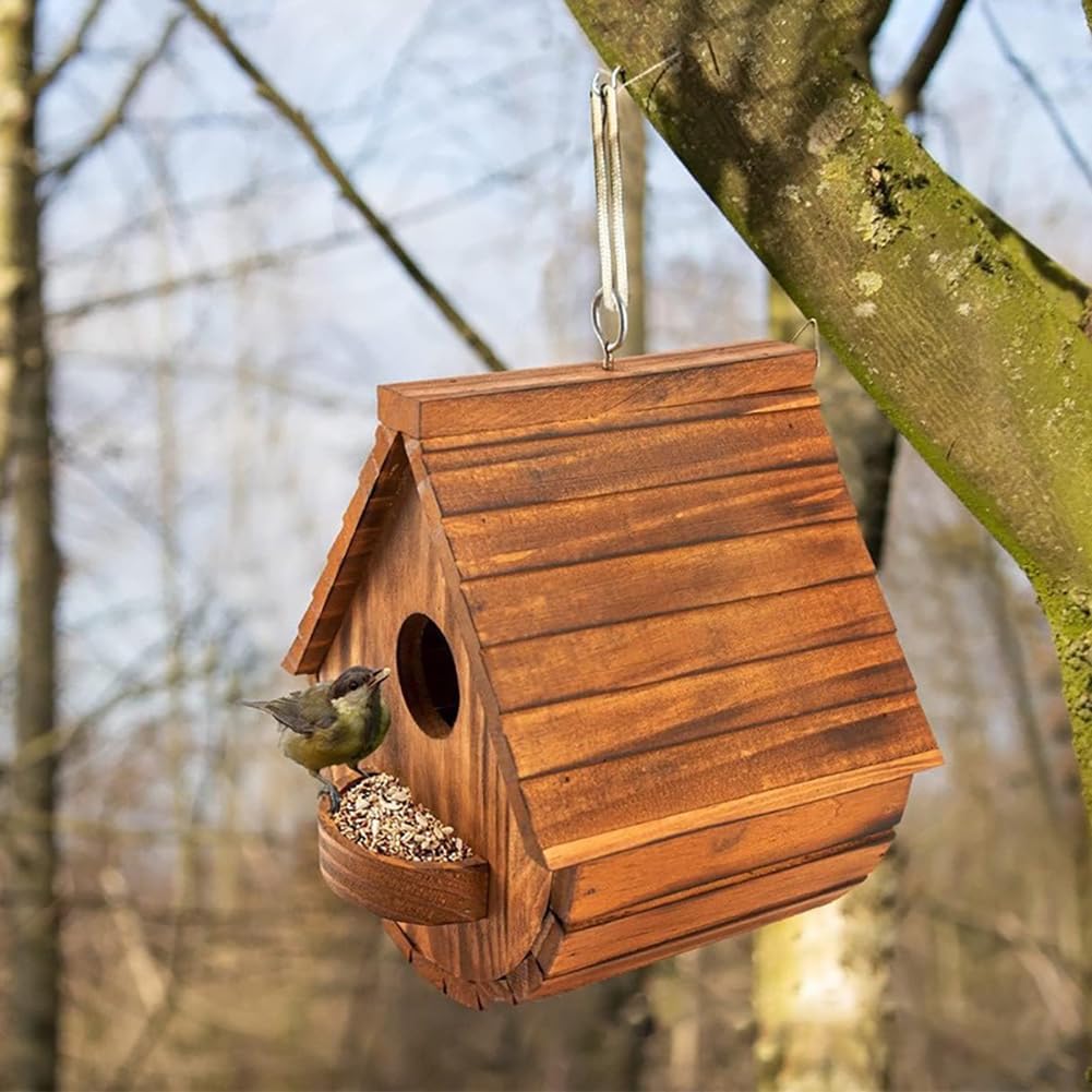 Nistkasten für Wildvögel,Aufhängen Kiefernholz Vogelhaus für Gartenvögel,Wetterfest und Langlebig Ni