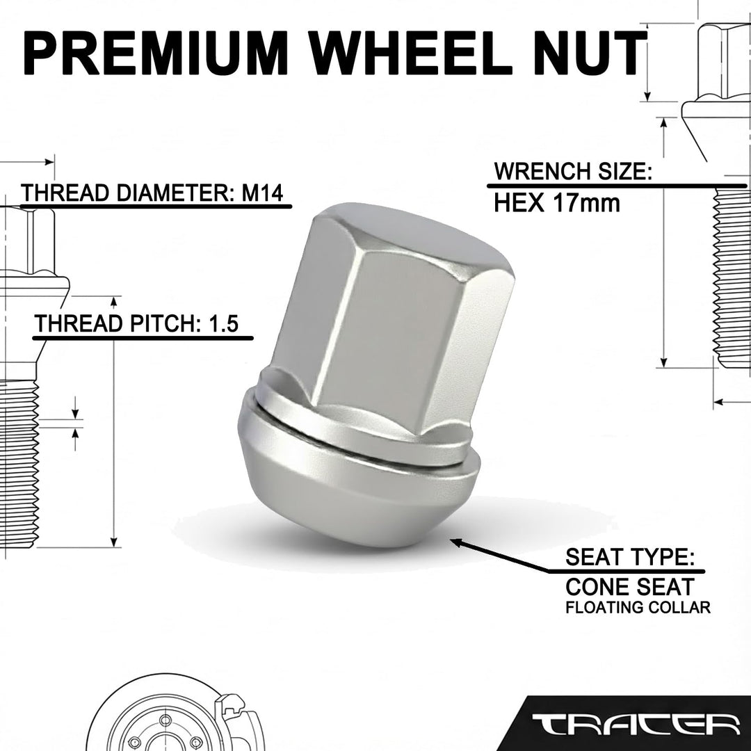 20 Radmuttern M14x1,5 60° Kegelbund 2 teilig für Originale Ford Galaxy S-Max (WA6) Edge (SBF) Felgen