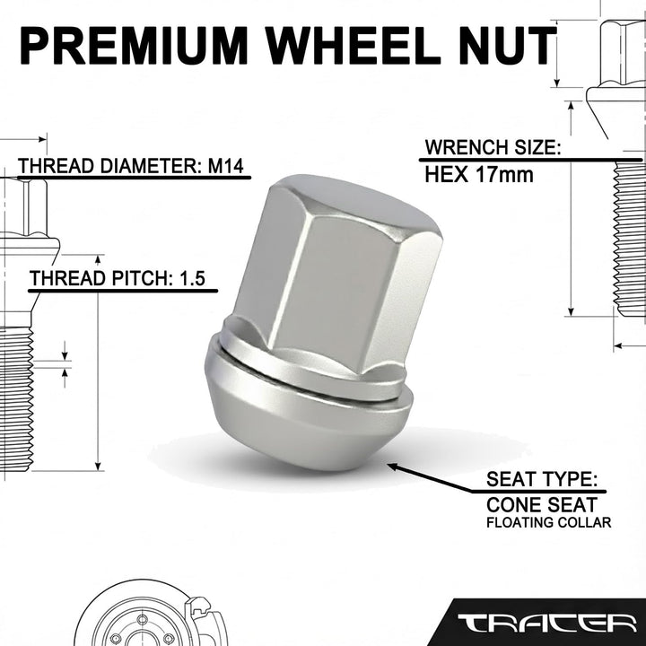 20 Radmuttern M14x1,5 60° Kegelbund 2 teilig für Originale Ford Galaxy S-Max (WA6) Edge (SBF) Felgen