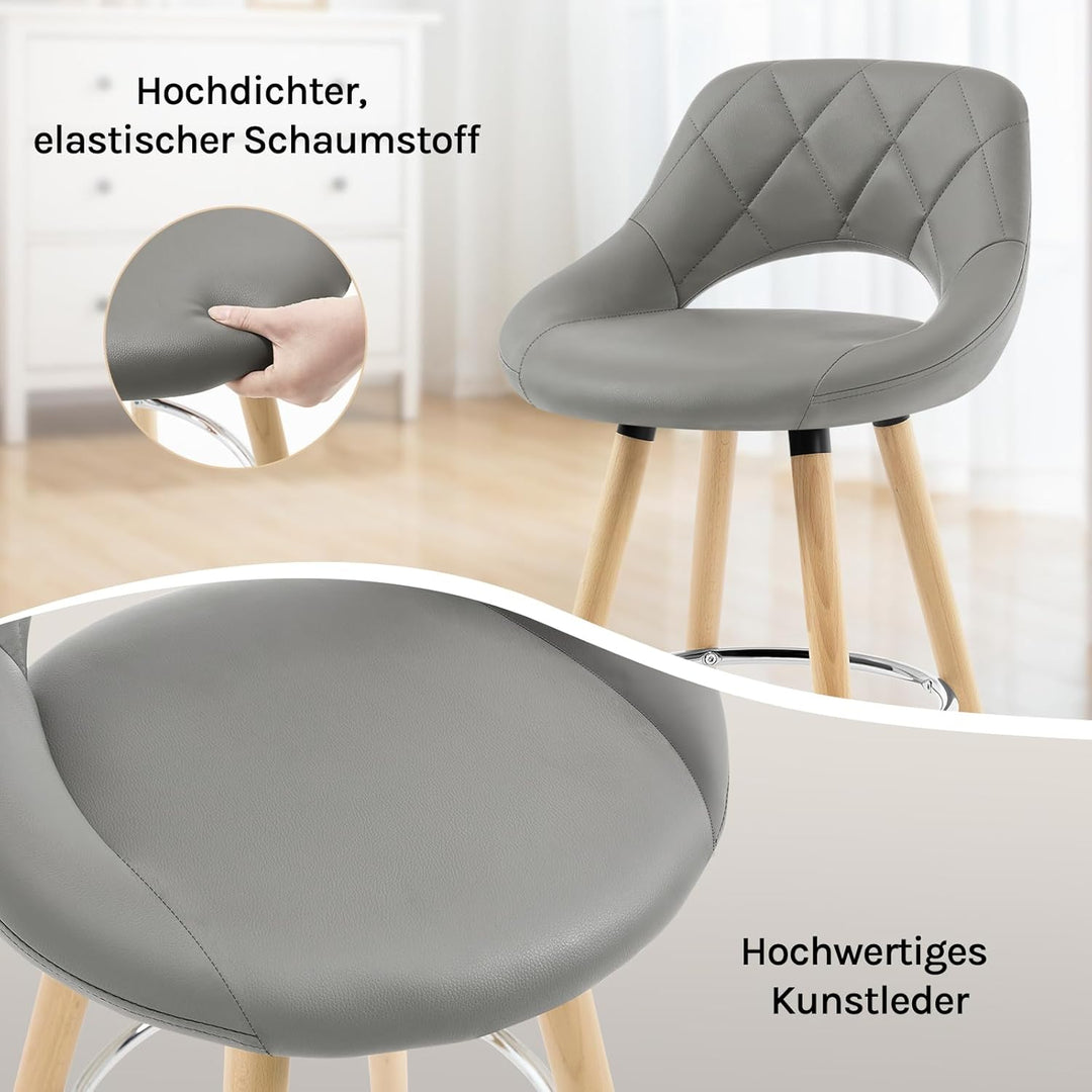 WOLTU Barhocker 2er Set, Barstuhl Küchenhocker Thekenhocker, Hocker mit Rückenlehne Fussstütze, aus