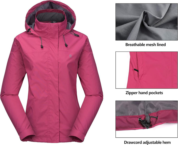 Little Donkey Andy Damen wasserdichte Regenjacke Leichte atmungsaktivem Regenjacke für Outdoor-Windb