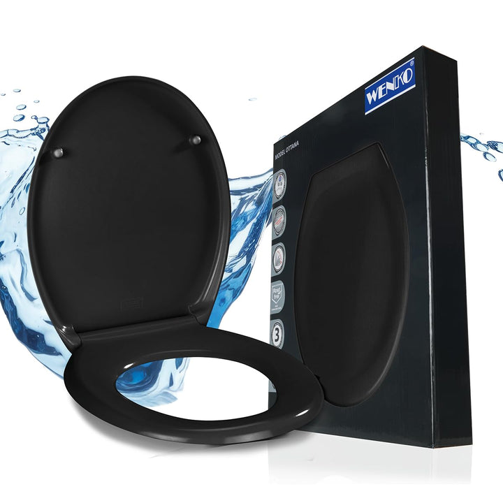 WENKO WC-Sitz Ottana Dunkelgrau, hygienischer Toilettensitz mit Absenkautomatik, WC-Deckel mit Fix-C