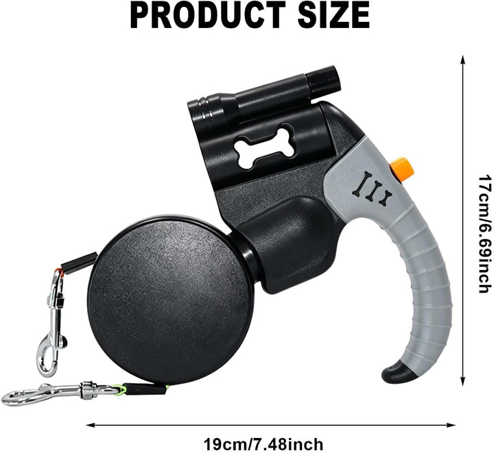Doppelte Hundeleine Einziehbare 3m Rollleinen mit LED Licht, Ausziehbare Anti-Verwickel Hundeleine m