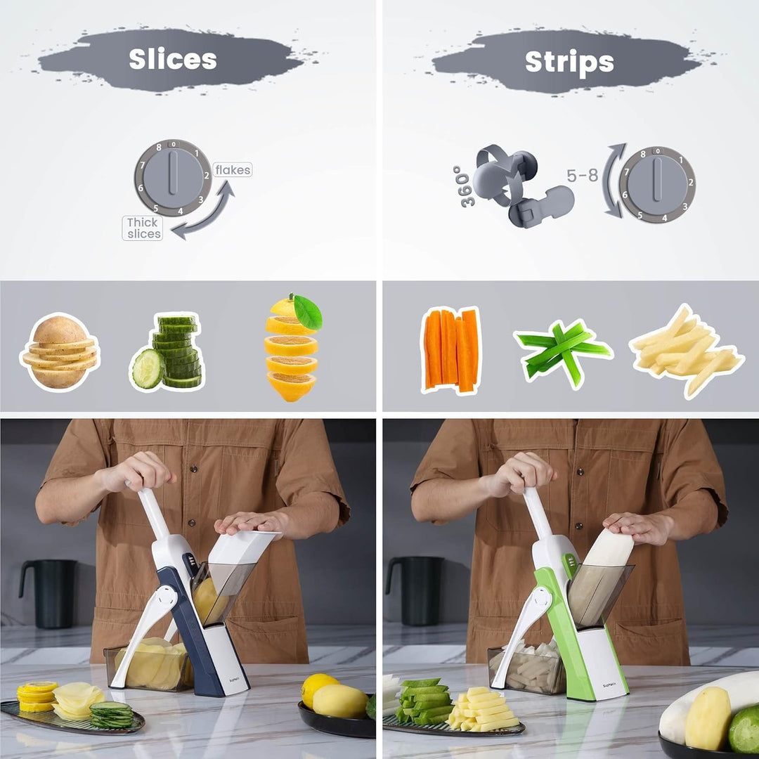 SupMakin Gemüseschneider, Once for All Verstellbar Gemüsehobel Genius Mandoline Vegetable Slicer Kar