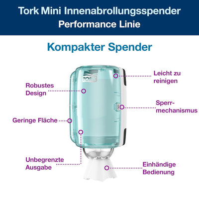 Tork 658000 Mini Innenabrollungsspender für M1 Papierwischtücher im Performance Design / Wischtuchsp