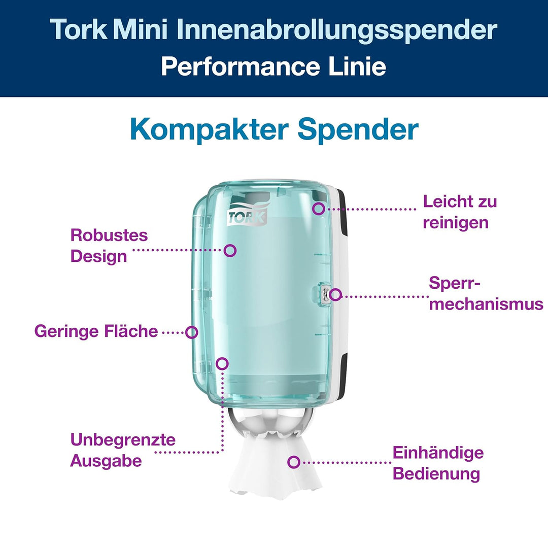 Tork 658000 Mini Innenabrollungsspender für M1 Papierwischtücher &amp; 120123 Standard Papierwischtücher