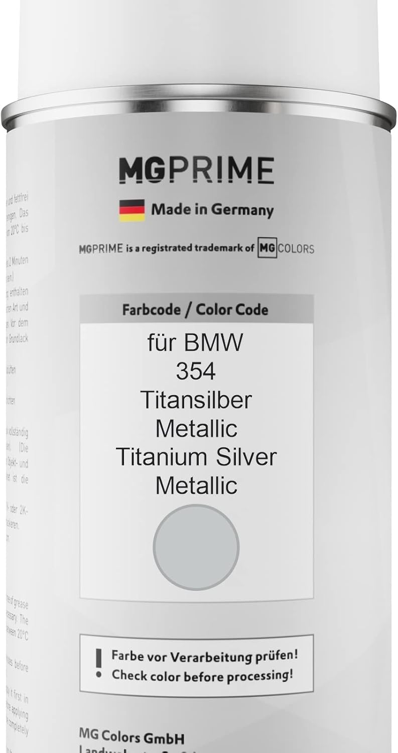 MG PRIME Autolack 2K Spraydosen Set für BMW 354 Titansilber Metallic/Titanium Silver Metallic Basisl