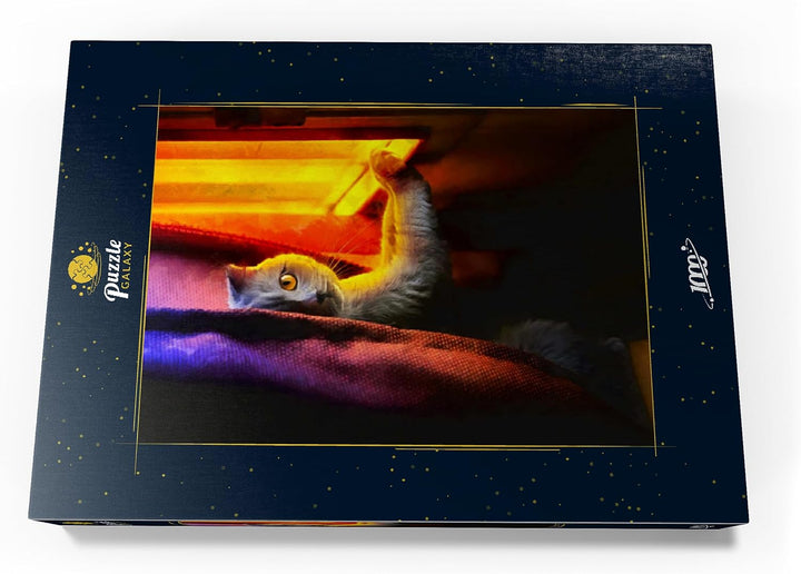 Süsse Katze im Nachtfenster - Premium 1000 Teile Puzzle - MyPuzzle Sonderkollektion von Puzzle Galax