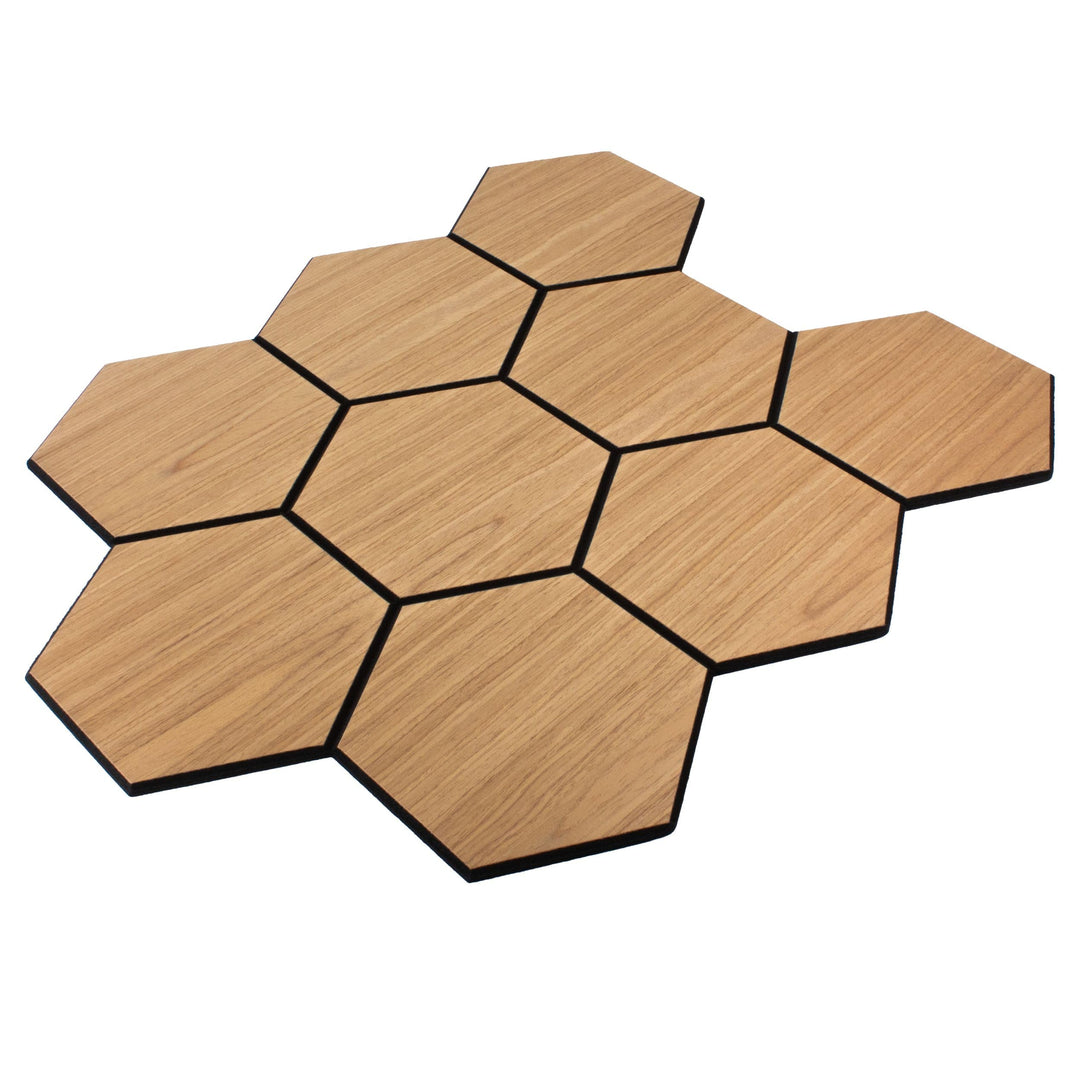 Akustikpaneel Hexagon in Bright Teak - 727x600 mm - mit PET-Filz - 2 Stück, 2 Stück