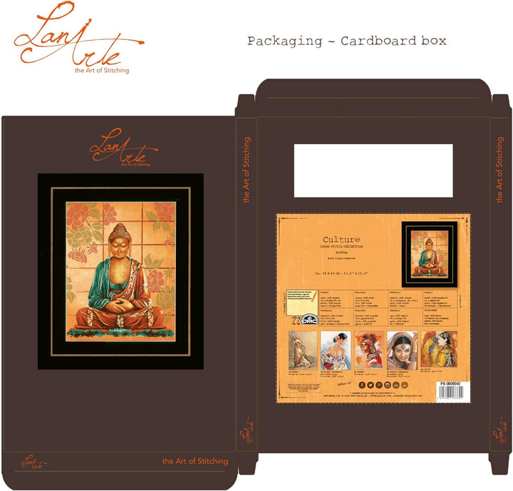 Lanarte Zählmusterpackung Buddha Kreuzstichpackung, Baumwolle, Mehrfarbig, 39 x 49 x 0.3 cm