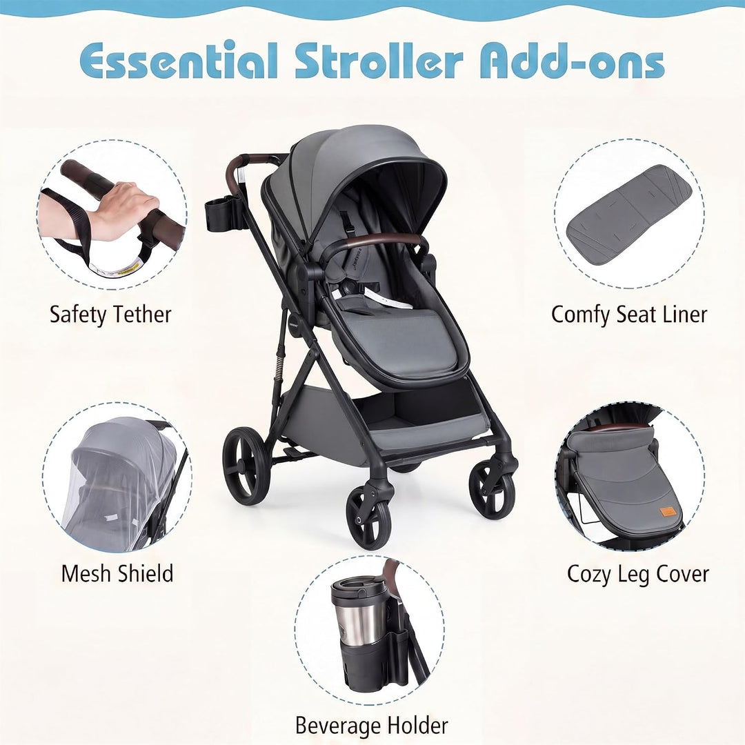 GIANTEX 2-in-1 Kinderwagen bis 22 kg, Faltbarer Buggy mit umkehrbarem Sitz, verstellbare Rückenlehne