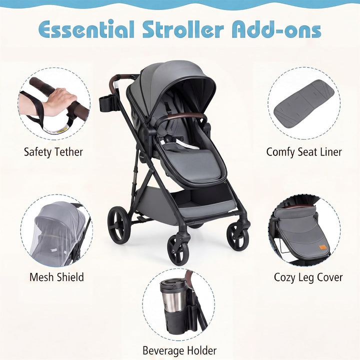 GIANTEX 2-in-1 Kinderwagen bis 22 kg, Faltbarer Buggy mit umkehrbarem Sitz, verstellbare Rückenlehne