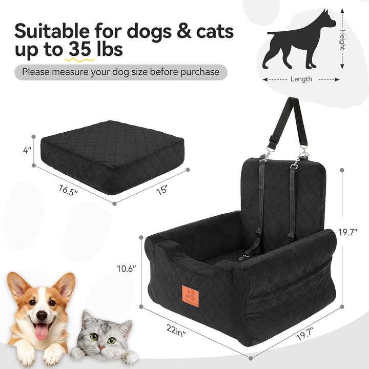 GL GLENSLAVE Hunde-Autositze für kleine bis mittelgrosse Hunde, Erhöhter Hunde-Booster-Sitz mit Memo