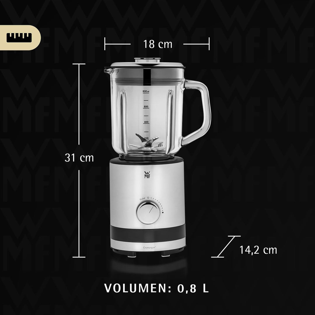 WMF Küchenminis Kompaktmixer, Mini Standmixer, 400 Watt, Standmixer klein, Glasbehälter 0,8 l, Pulss