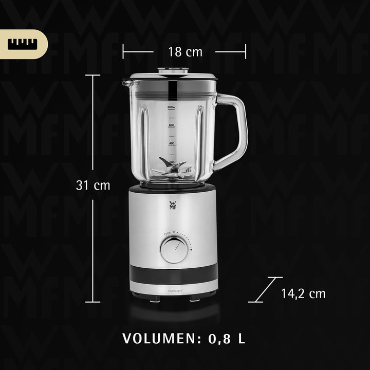 WMF Küchenminis Kompaktmixer, Mini Standmixer, 400 Watt, Standmixer klein, Glasbehälter 0,8 l, Pulss