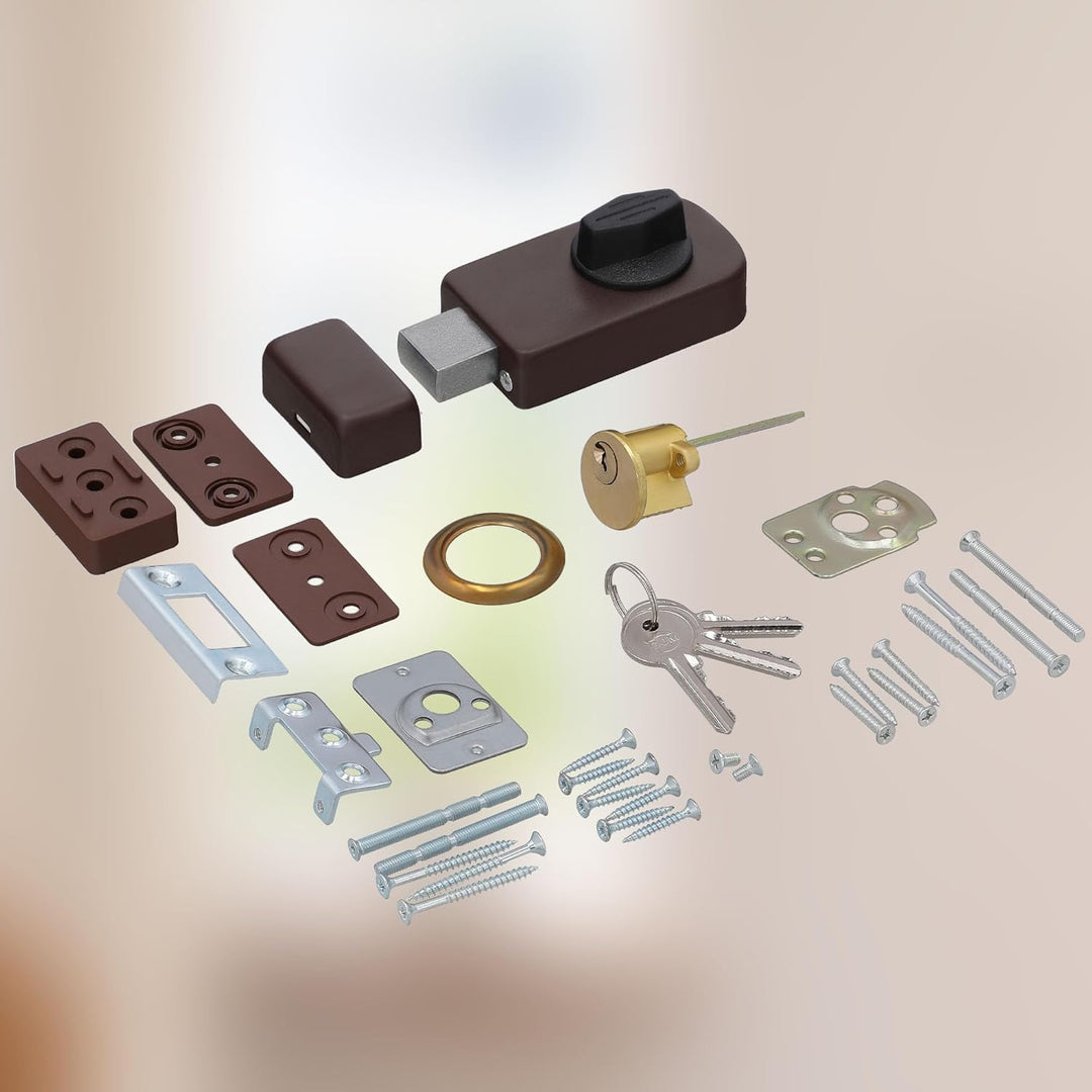 KOTARBAU® Zusatzschloss 60 mm 3 Farben mit Aussenzylinder Verschiedenschliessend Kastenschloss (Brau