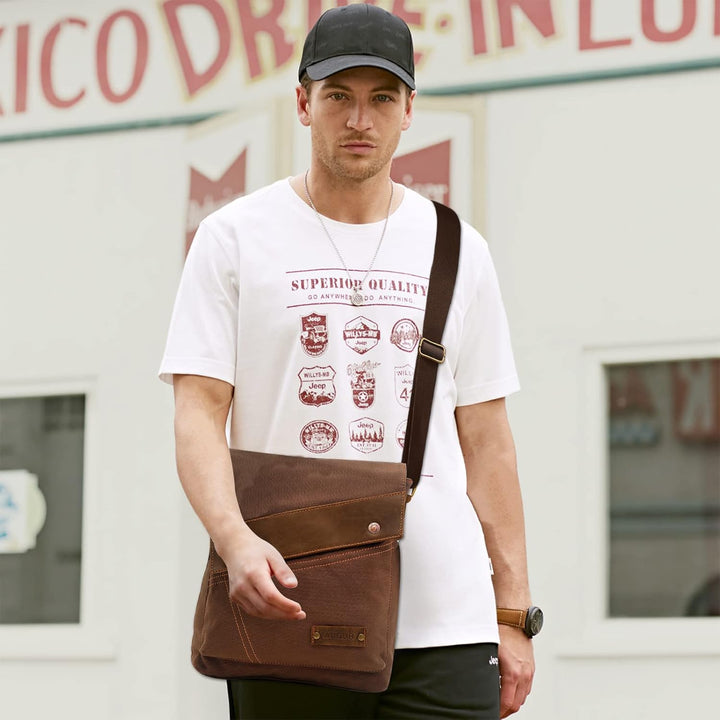DORRISO Herren Umhängetasche Mode Leinwand Schultertasche Reise Schultertaschen Leicht Kuriertasche