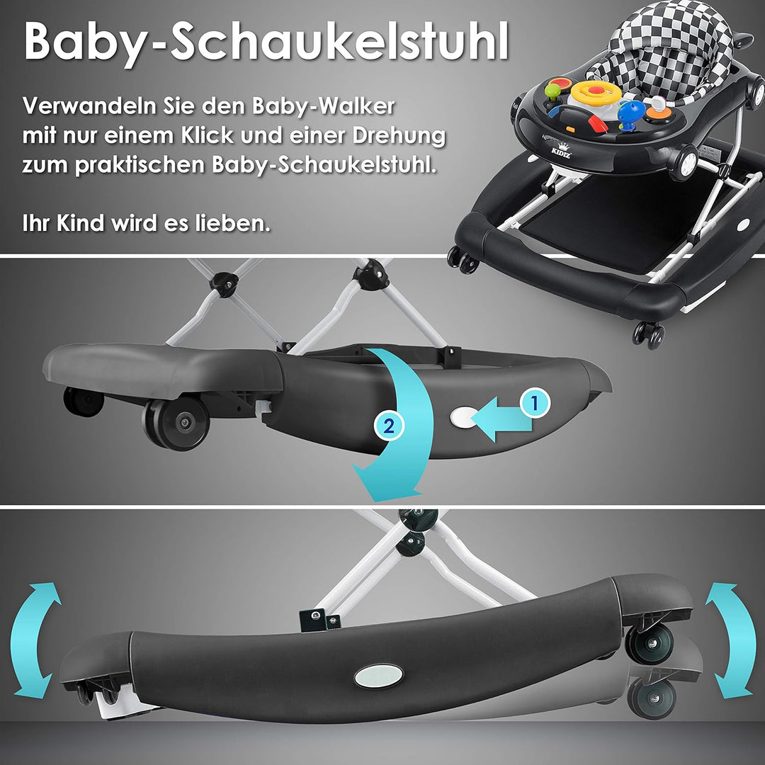 KIDIZ® 4in1 Lauflernhilfe Babywalker Spiel- und Lauflernwagen Gehfrei - Schaukelfunktion Babywippe m