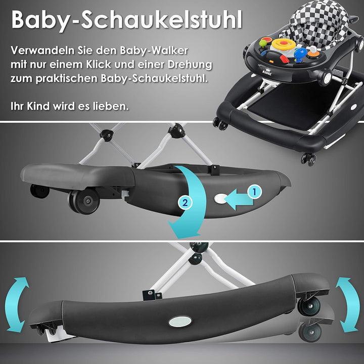 KIDIZ® 4in1 Lauflernhilfe Babywalker Spiel- und Lauflernwagen Gehfrei - Schaukelfunktion Babywippe m