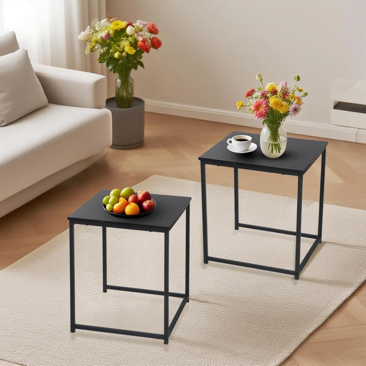 BIGTREE Beistelltisch, Couchtisch 2er Set, Moderner Sofatisch, Wohnzimmertisch aus Holz, Satztisch m