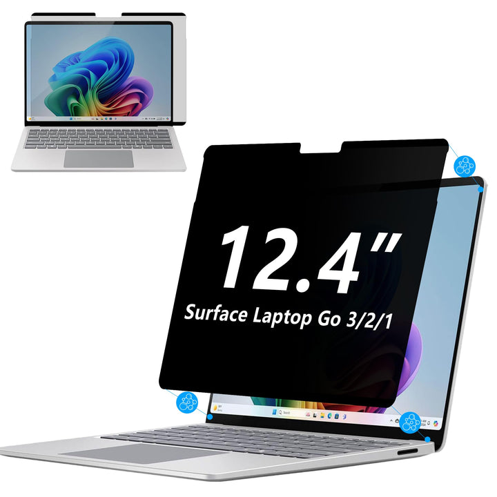Adeway Privacy Displayschutzfolie für Surface Laptop Go 3-2-1 12,4 Zoll, Magnetische Nano, Anti-Spy,