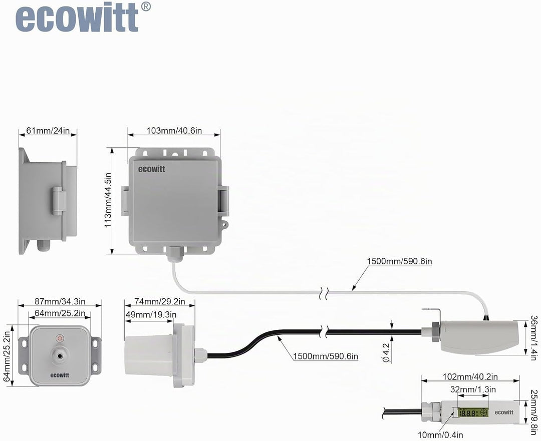 ECOWITT Laser Entfernungsmesser LDS01, 4-3.5M Laser Messgerät mit 1.5M Kabel, Outdoor Laser Messgerä