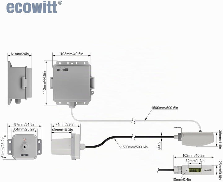 ECOWITT Laser Entfernungsmesser LDS01, 4-3.5M Laser Messgerät mit 1.5M Kabel, Outdoor Laser Messgerä