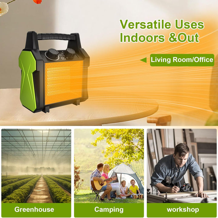 GARDTECH Heizgeräte,Quadratische Elektro Heizlüfter mit Kaltluftfunktion, verstellbarem Luftstrom, T