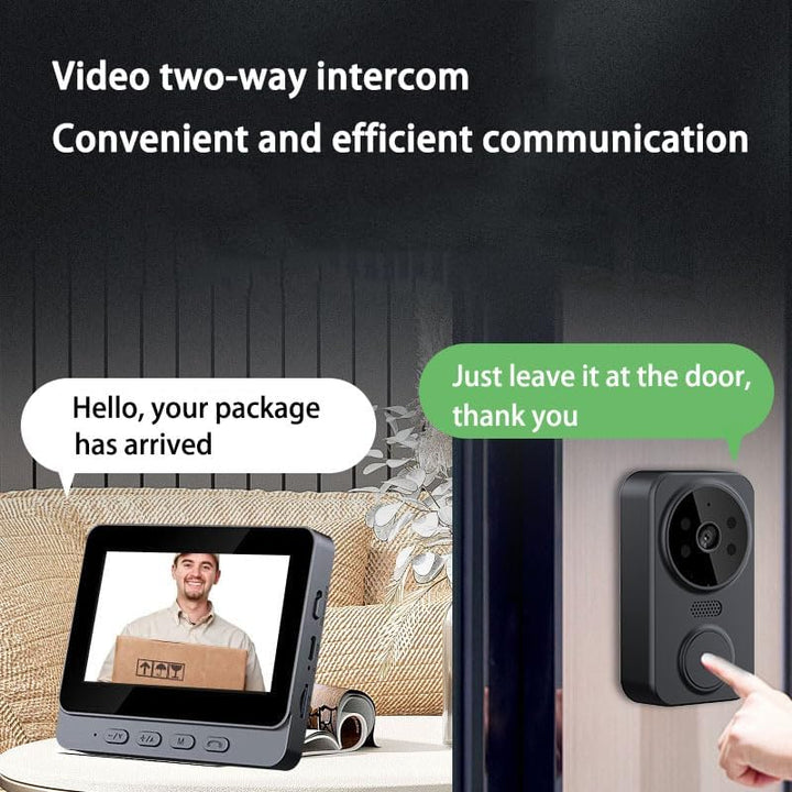 TKMARS Türklingelkamera - Kabellose Video 2-Wege Audio Gegensprechanlage mit 4,3 Zoll IPS Bildschirm