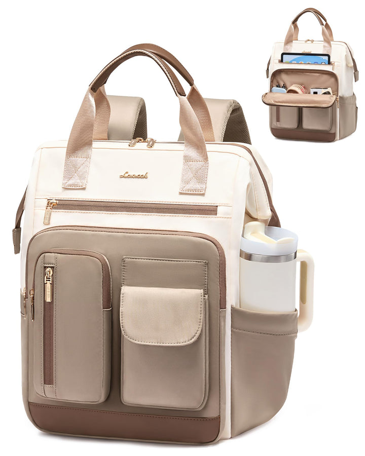 LOVEVOOK Rucksack Damen, 17,3 Zoll Laptop Schulrucksack Wasserdicht Mit 20 Taschen und Grossem Fach